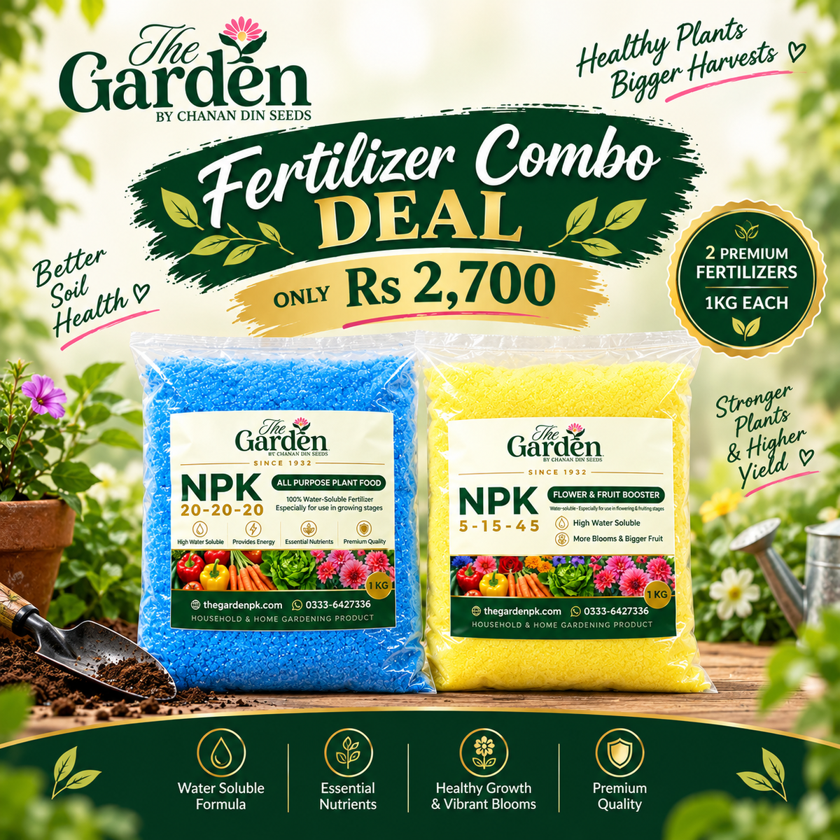 Neeli-Peeli Bundle — NPK Fertilizer Combo (20-20-20 + 5-15-45), 1 kg Each
