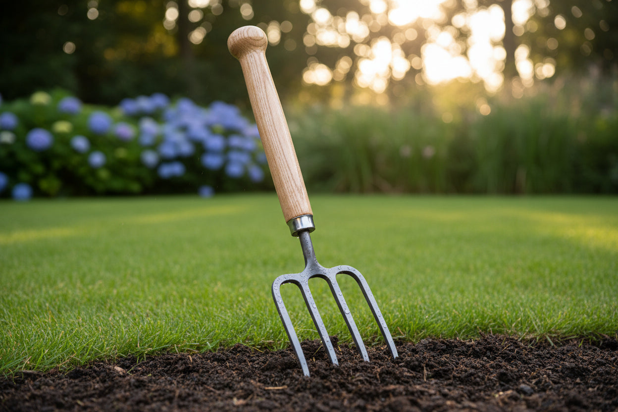 Carbon Steel Hand Fork with Wooden Handle