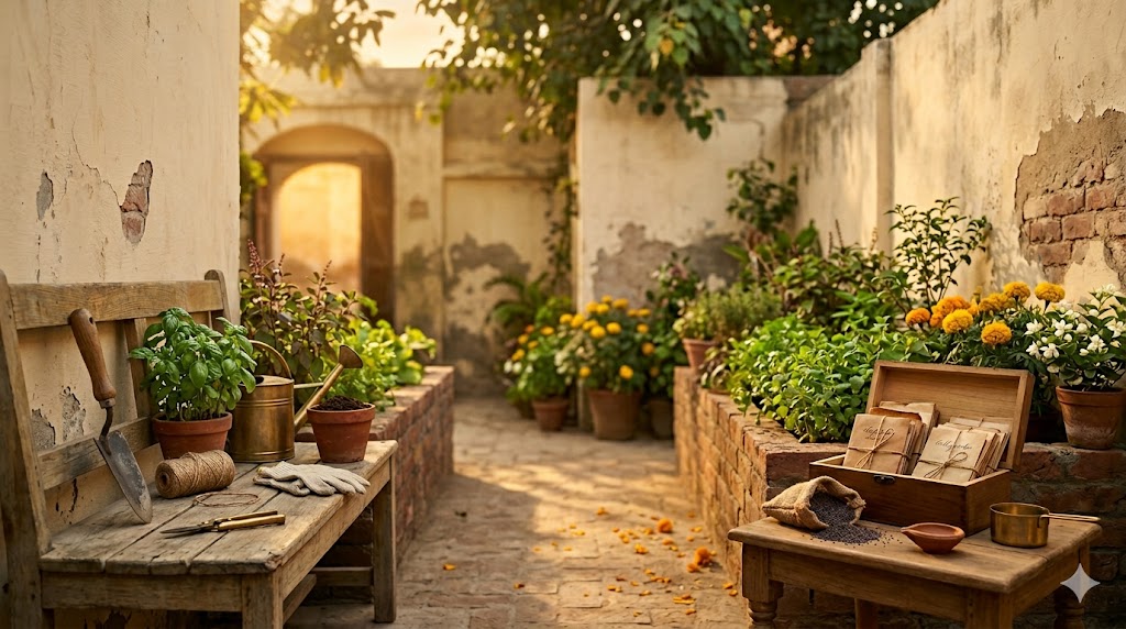 Beautiful garden setting with plants, seeds, and gardening tools — The Garden by Chanan Din, premium seeds and garden essentials in Pakistan