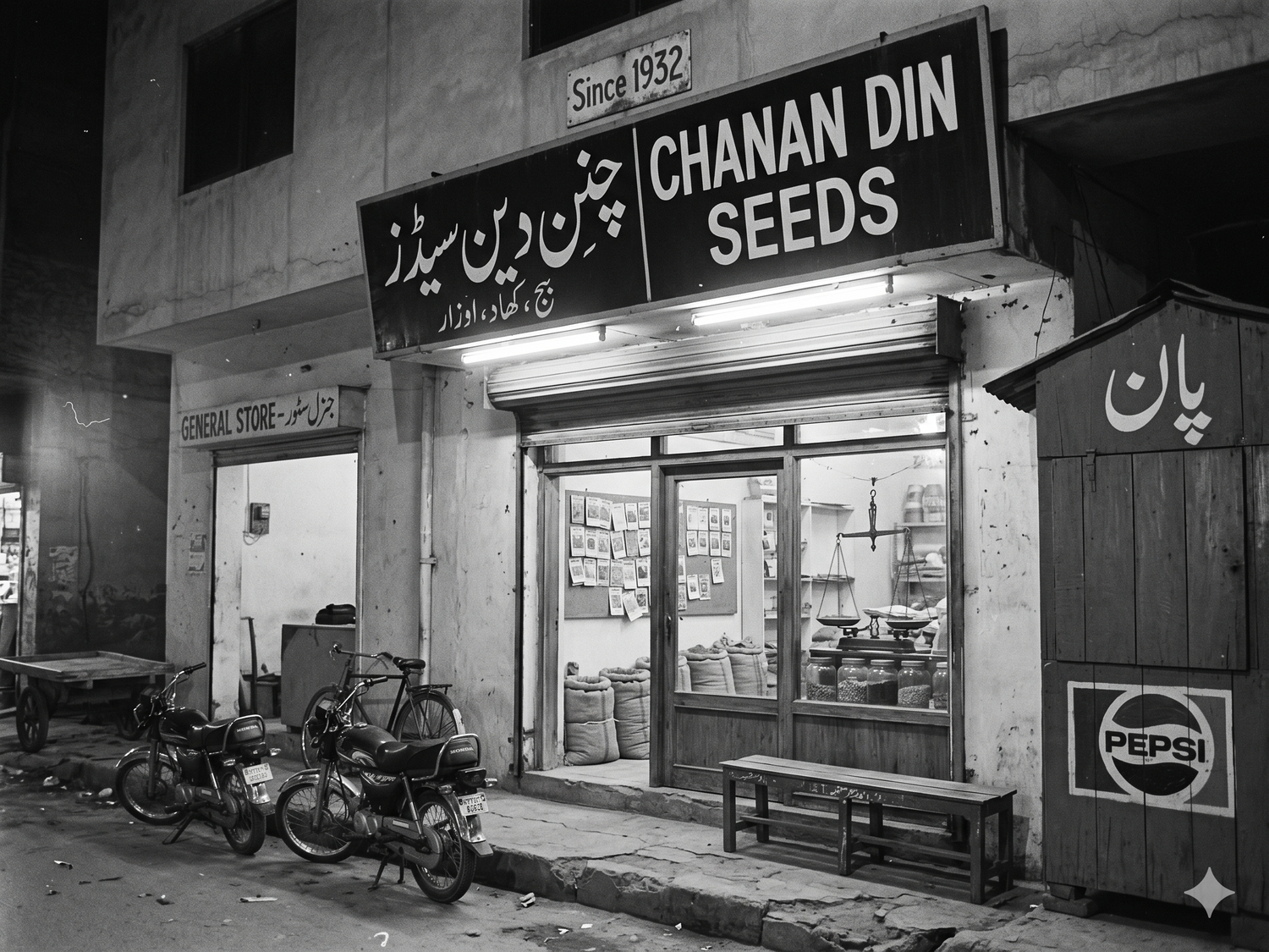 Chanan Din Seeds heritage shop in Lahore, Pakistan — established since 1932, three generations of trusted seed sellers
