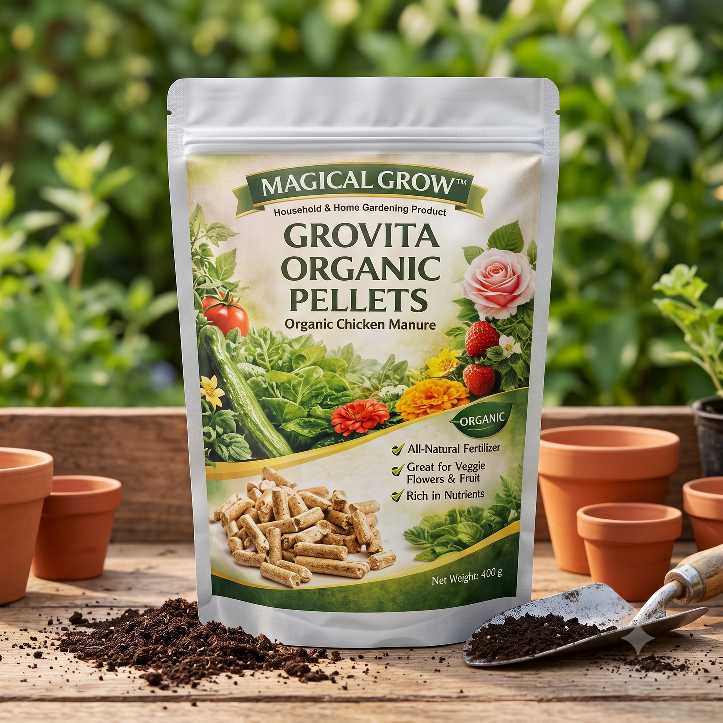 Magical Grow Grovita Organic Pellets Chicken Manure Fertilizer - 400g