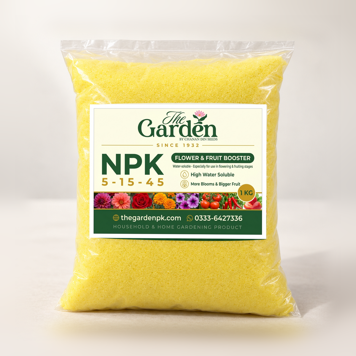 NPK 5-15-45 Flower & Fruit Booster Water Soluble Fertilizer - 1 kg